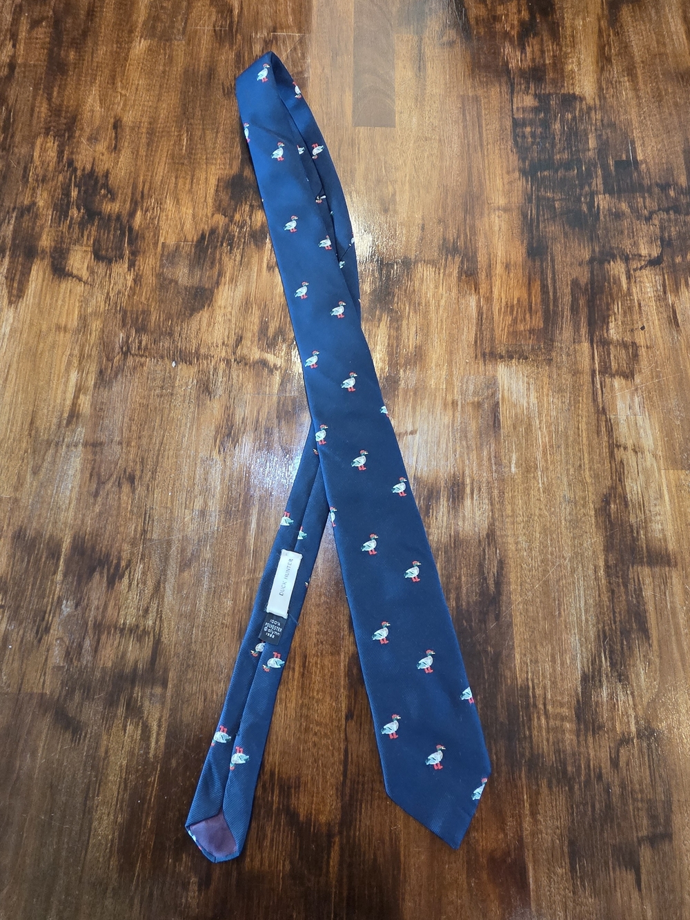 Vtg Allyn Ducks in Red Boots Tie Mens Navy Blue '82 Whimsy Cottegcore Vintage